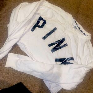 White VS PINK cropped sweatshirt